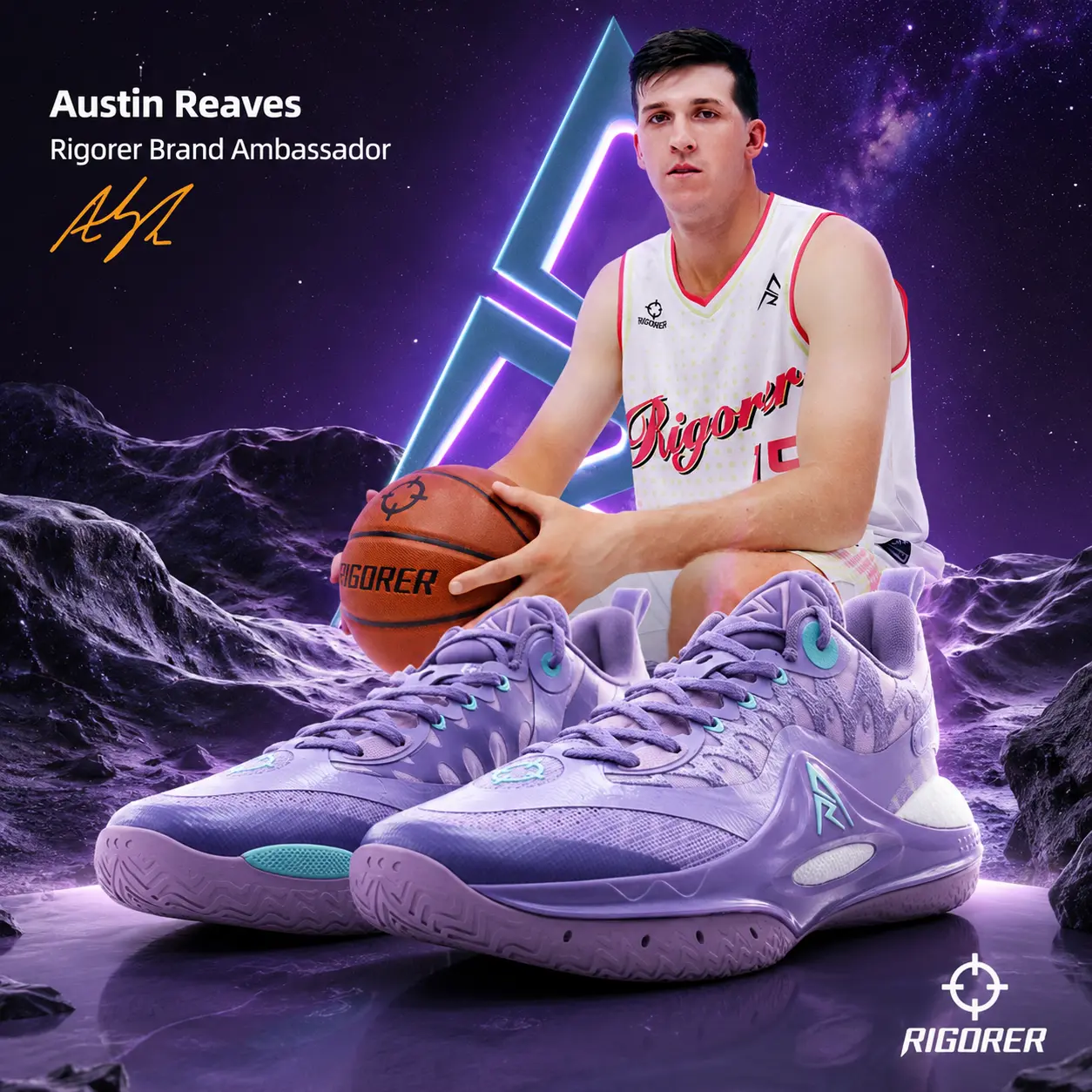 Rigorer AR2 Austin Reaves Signature Basketball Shoes Unisex Low-Top Sneakers for Men Women Rebound Anti-Slip Professional Sneakers for Training Sports Daily Pickleball Badminton Sneakers Gym Sport Shoes Athletic Tennis Shoes 'Milkyway' [Z324460101-2] Uniq