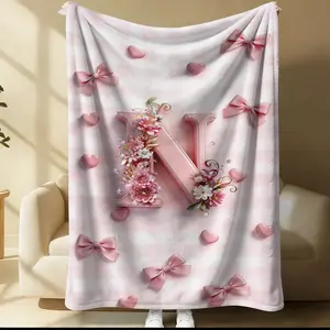 Lucky Letters N-Z Glam Bow Throw Blanket, Soft Comfortable Warm Home Decor, Ideal Nap Blanket, Perfect Gift for Family and Friends