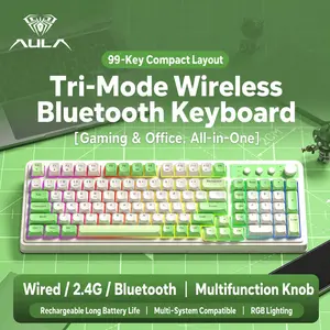 AULA S99 Membrane Keyboard, USB Charging 99 Keyboard with RGB Backlight, Light Up Keyboard, Ergonomic Keyboard, Comfortable Hand Gesture Keyboard, Long Endurance Keyboard, Gaming Keyboard, Rechargeable Backlight Keyboard, Computer Accessories