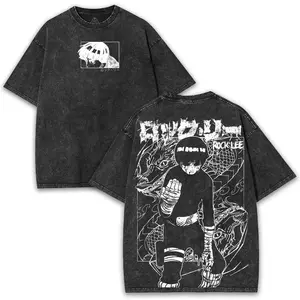 valentine shirts Rock Lee Anime Tee With Double-Side Print – Naruto Shirt For Fans of Naruto's Hardworking Ninja Spirit Cotton Menswear