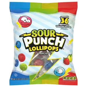 Adams & Brooks, Inc. Sour Punch Lollipops Sour Fruit, Individually Wrapped 36 Count