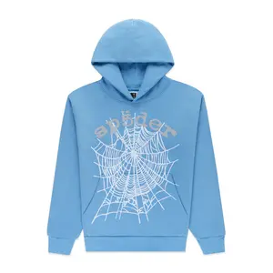 Sp5der OG Web V2 Hoodie Dusty Blue - Long Sleeve Unisex Authentic Spider Web Pullover Sweatshirt Brand New Ready to Ship