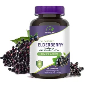 RTMGOB Standardized Elderberry Gummies with Vitamin C + Zinc - Plant-Based Pectin Immune Support Dietary Supplement