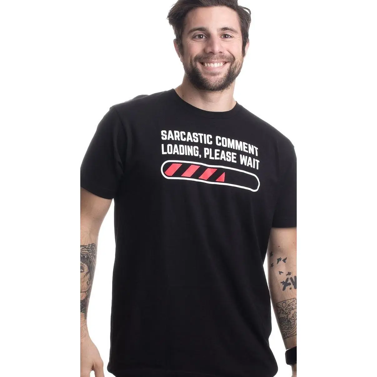 Women's Cotton Short-Sleeve Classic Casual T-Shirt - Sarcastic Comment Loading Please Wait Design, Stylish Clothes W75, Shortsleeve, Fabric, Fitted, Graphic, Print, Round Neck, Simple, Soft, Tshirt, Fashion, Sweat, Top, Streetwear