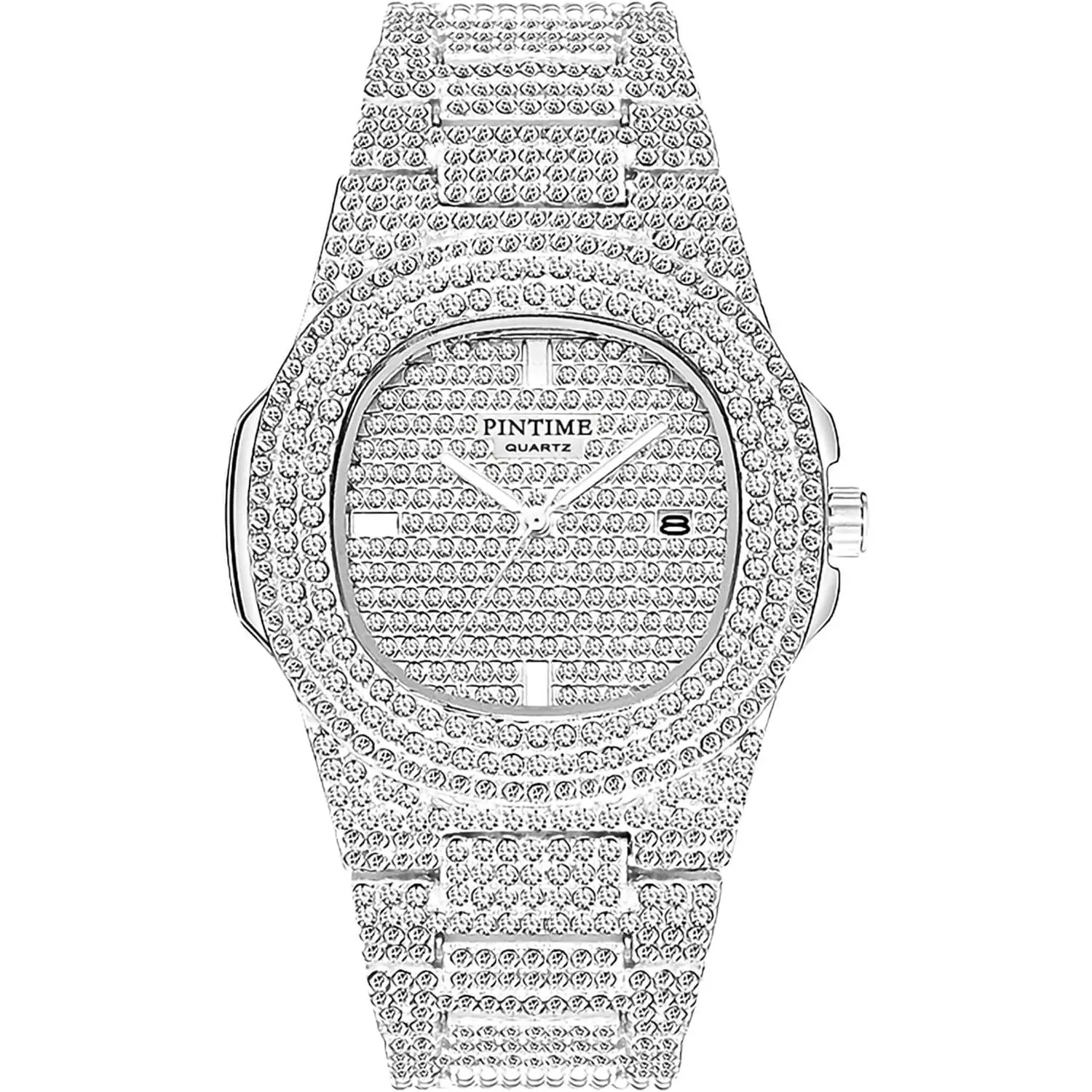 Luxury Unisex Crystal Diamond Watches Big Face Women's Men's Quartz Watch Gold Silver Rose Gold Stainless Steel Bracelet Band