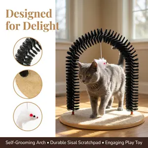 Interactive Cat Self-Entertainment Set - Scratch Pad & Grooming Arch for Engaging Play - Fun Teaser & Scratch Board - Essential Cat Accessories for Happy Felines