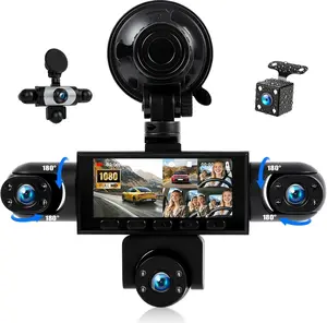 5 Channel Dash Cam 360°Wide Angle Dash Camera for Cars 1080P with Loop Recording Night Vision Reversing Help 3.16-inch Dash Cam Front and Rear