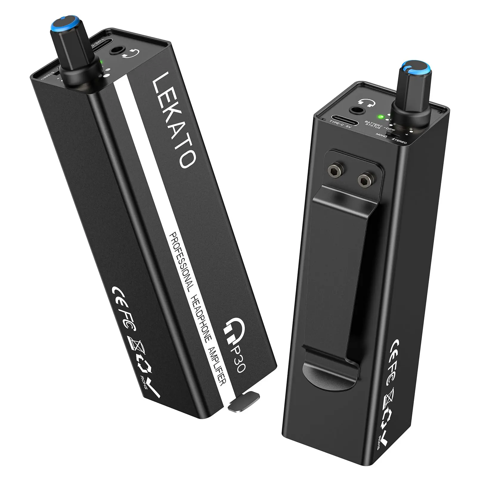 LEKATO P30 in-Ear Monitor Amplifier 16-Hour Rechargeable IEM Amp Locking XLR/TRS Input Mono/Stereo Switch for Vocalists Drummers Keyboardists Stage & Studio