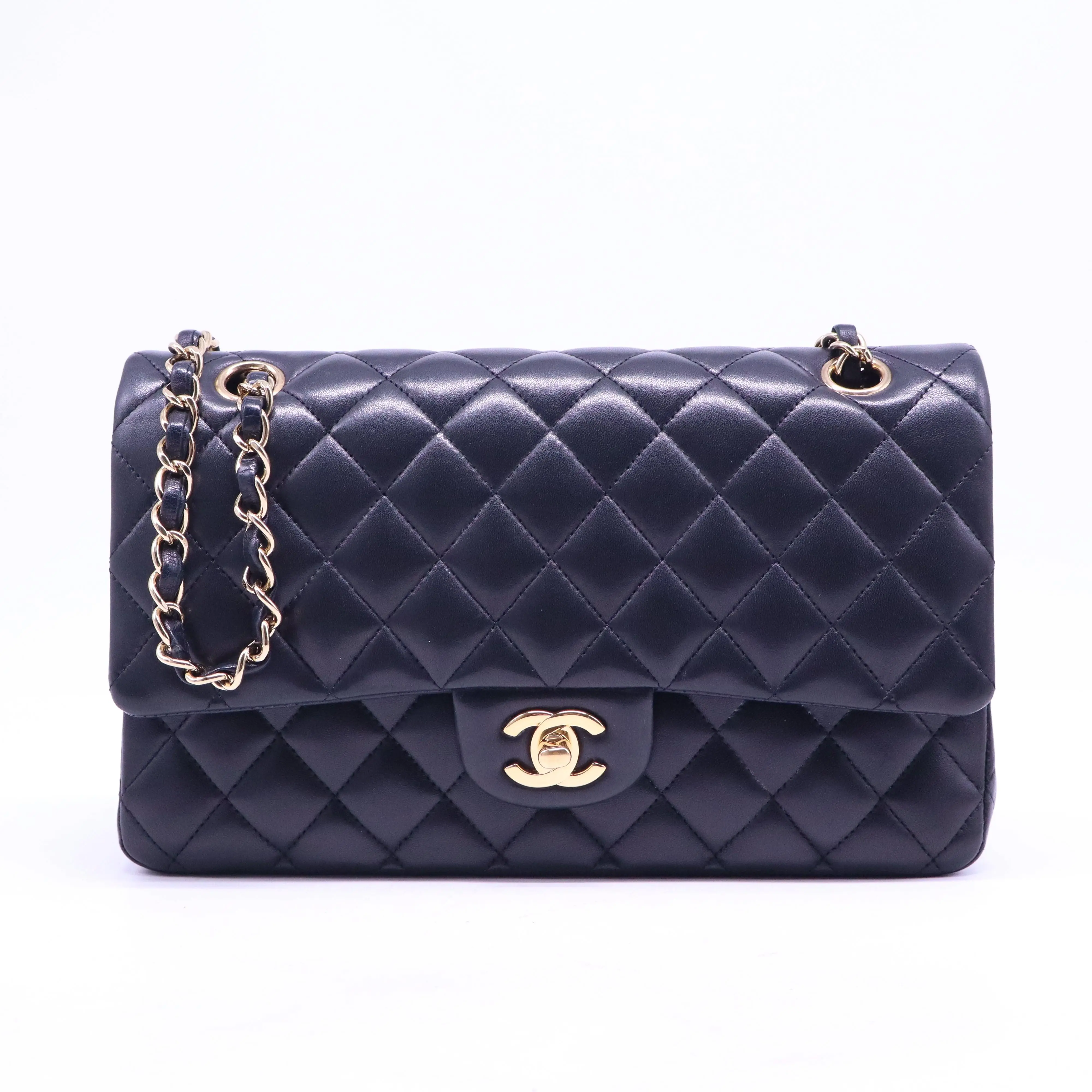 Pre-owned CHANEL Leather Shoulder Bags Classic Double Flap Bag Quilted Lambskin Medium B21328