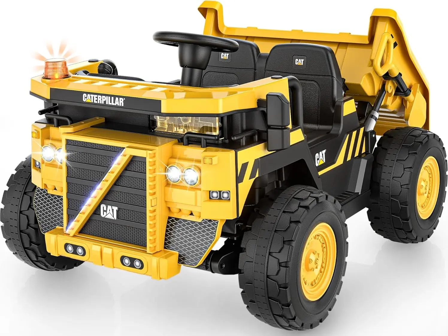 24V Ride On Dump Truck for Kids, 2 Seater Ride on Toys w/Remote Control, 4×100W Motors, Max 5.1 MPH, Electric Dump Bed, Extra Shovel, Warning Lights, Realistic Cockpit, Electric Car for Kids 3-8 #DealsForYouDays