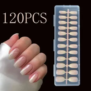 120pcs Short Coffin False Nails, 12 Sizes, /base Gradient, Press-On, Salon Quality, Acrylic Nail Art Supplies