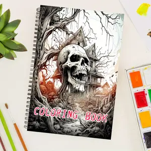 1pc Halloween Coloring Book Gothic Dark Style Coloring Book Stress Relief & Relaxation 30 Unique Designs 8.3x5.5 inches Perfect Gift for Christmas, Halloween & Thanksgiving Drawing
