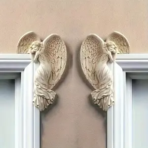 Angel Theme Door Frame Decorative Ornament, Heart Wing Design, No Drilling, Fits European Classical or Nordic Style Furniture, Decorative Home Accessory