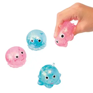 2 1/4" x 1 1/2" Pink and Blue Liquid-Filled Glitter Cephalopod Squeeze Toys - 12 Pc.