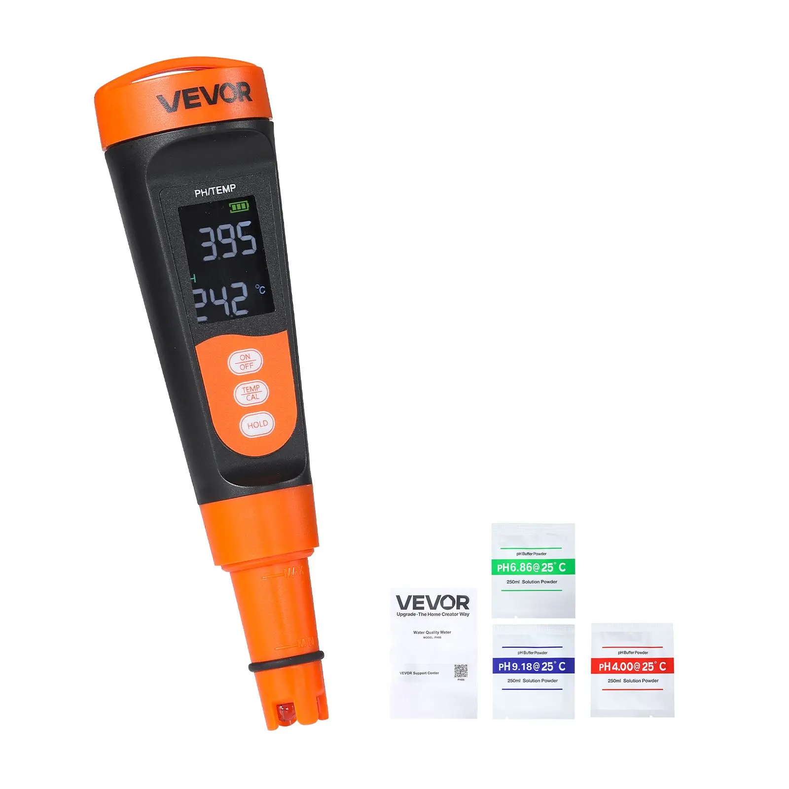 【DealsForYouDays】VEVOR pH Meter, 0-14 pH Range, IP68 Waterproof Probe, Pocket Tester Kit with Calibration Powder Packets, VA Display Screen, for Drinking Water, Hydroponics, and Aquarium Water Quality Testing