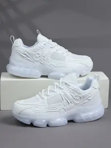 Men's Sci-Fi Style Running Shoes, Power Rocket Embossed Upper, Breathable Mesh Lining, Shock-Absorbing Transparent Sole, Lightweight, Ideal for Jogging & Fitness