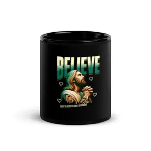 Trust In Jesus U Cant Go Wrong Black Glossy Mug