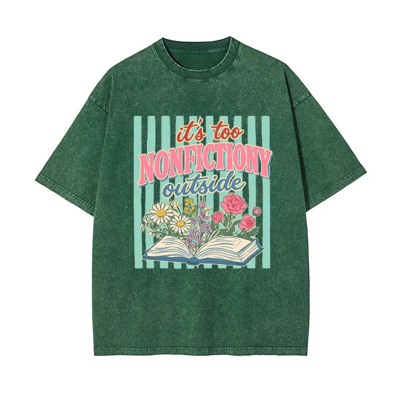 Women's Casual Short-Sleeve Breathable Solid Fabric Booktrovert Floral T-Shirt - Funny Bibliophile Graphic Tee, Aesthetic Gift for Fiction Readers, Shortsleeve, Top, Unisex, Cotton, Loose, Baggy, Bf, Chic, Round Neck, Lightweight