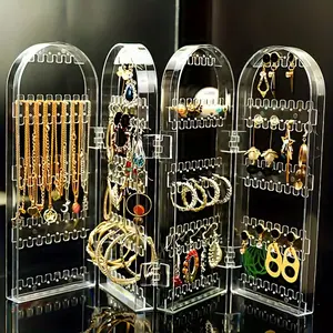 240 Hole Transparent Plastic Earring Display Rack, Large Capacity Jewelry Organizer for Small Business, Durable Storage Organizer, Multi-Functional Acrylic Earrings Holder Designed for Earrings Necklaces and Pendants