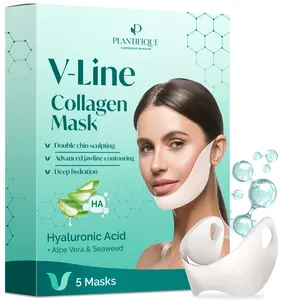 PLANTIFIQUE V-Line Lifting Mask - Double-Chin Remover - Snatched Jawline - Vegan Mask - Smooths Fine Lines - Hypoallergenic Fabric - Korean Beauty
