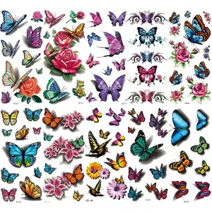 10 Butterfly Temporary Tattoo Stickers, Body Fake Tattoos, Waterproof Multicolor Body Art, Perfect Christmas Holiday Gift for Women