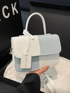 New Fashion Simple Plaid Patchwork Handbag, Women's Shoulder Crossbody Bag, Ideal for Daily Commute, Casual, Perfect Holiday Gift