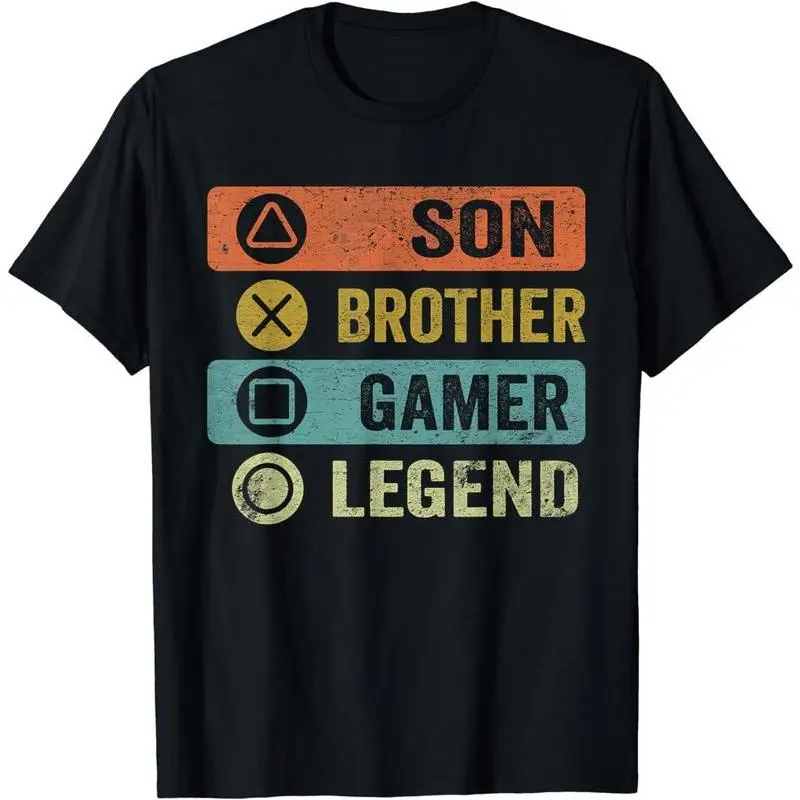 Men's Cotton Casual Tee, Playful Gamer Graphic Printed T-Shirt for Teen Boys, Fitted Cut Short Sleeve Crew Neck, All Seasons Wear, Funny