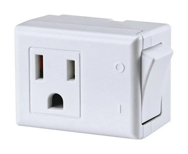 212 MAIN White Single Outlet Switch Tap with On-Off Power Control, Grounded 3-Prong US Plug Wall Adapter, On-Off Switch