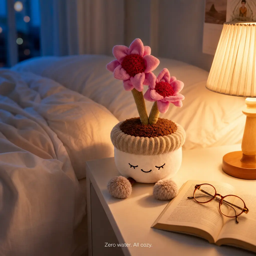 Cute Plush Potted Plant Dolls 5 Styles - Sunflower/Pink Flower/Cactus/Calla Lily, 30cm Kawaii Room Decor