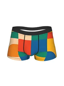 1 piece Magnet Colorful Geometric Abstract Underpants Homme Panties Men's Underwear Print Shorts Boxer Briefs