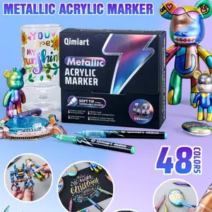1 Box 48 Color Metallic Acrylic Sketch Markers, Liquid Metal Sign Pen, Ceramic Glass Plastic Signature, School Office Supplies, Easter Gift