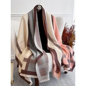 Women's Fashion Plaid Scarf, Faux Wool Warm Windproof Headscarf, New Arrival Fall Winter Accessory, Stylish Ladies' Clothing Keffiyeh