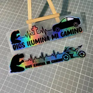 1PC God Light My Way, Waterproof Sea Sand Laser Vinyl Decals for Car Windows, Motorbike Fuel Tanks, Fairings, for Motorbike Tuning Enthusiasts, Multipurpose Car Decal