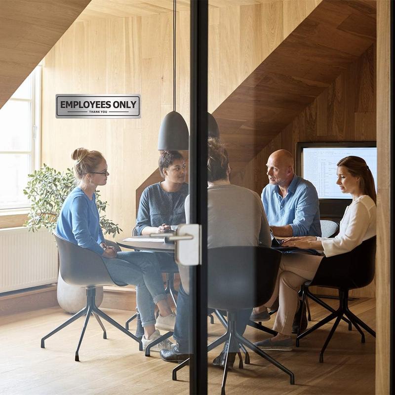 Employees Only Sign - Office Door Signs for Business Store Wall - Aluminum Metal with Self Adhesive