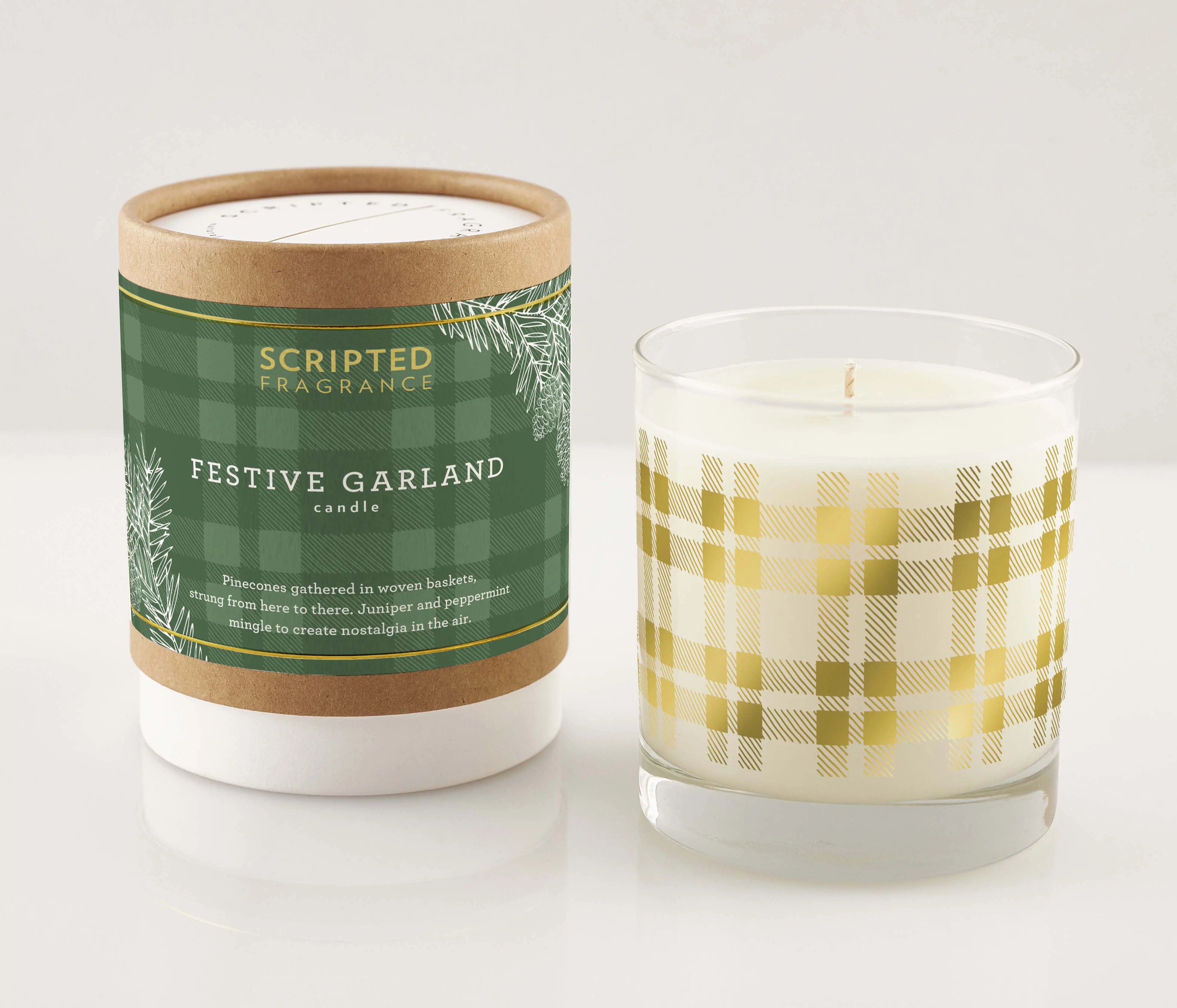 Holiday 100% Soy Candle in Reusable Drinking Glass & Gift Bag | Christmas Cozy Gift for Home with 22k Gold Decoration | Hand made with Cotton Wick