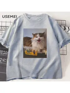 Forgotten Skin 007n7 Love Cat T-shirt Men's and Women's Game Role Playing Summer T-shirt Fun Pattern T-shirt Cotton Short Sleeve Round Neck T-shirt Four Seasons Universal