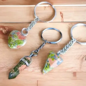 Unakite Natural Gemstone Keychain
