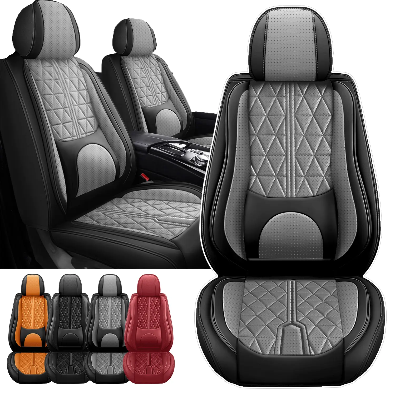 Pickup Car Seat Covers Fits For 2009~2026 Ford F-150 F250 F350 F450 Super Duty,Nappa Leather Front Rear Auto 5 Seat Covers Full Set For Ford Truck Car Interior Accessories