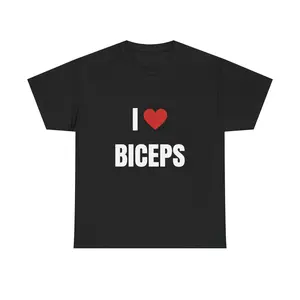I Love Biceps Shirt, Funny Gym Tee for Women, Humorous Workout Top for Weightlifting, Fitness Lover Gift, Bodybuilding Apparel