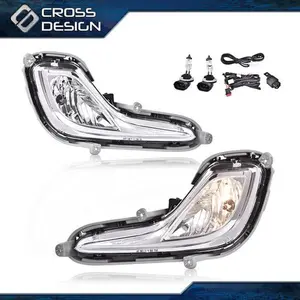 CROSSDESIGN Fit For 2012-2017 Hyundai Accent Front Bumper Fog Lamps Lights +Bulbs+Wiring Set