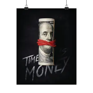 Time is Money, Motivational Poster, Hustle & Gym Workout Inspiration Entrepreneur Wall Art