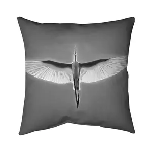 Begin Home Decor 5541-1616-AN445 16 x 16 in. Great Blue Heron in Flight Pillow - White Animal Decor