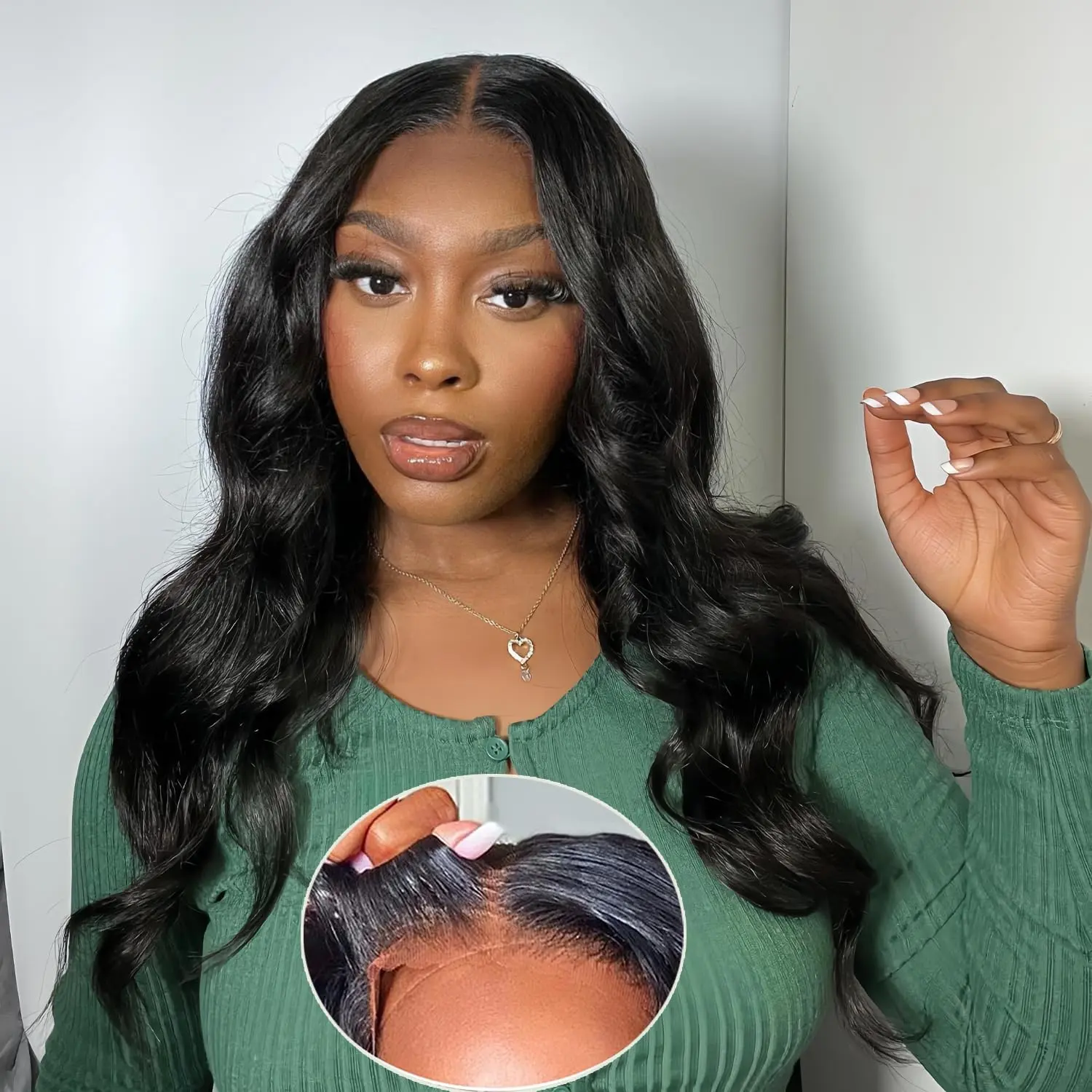 MYLOCKME Thick Soft Female Human Hair Lace Closure Wig, 180 Density Heat Resistant Glueless Body Wave Wig, Pre-Plucked Natural Black Pre-Cut, 5x5/6x4/7x5/9x6 Lace, Easy To Wear, Fast Shipping For Black Women, 12Inches - 36Inches, 21.5-22.5 Inch