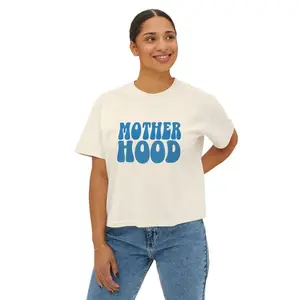 Motherhood Women's Boxy Tee, Mama Tee, Crop Top for Moms, Summer Style, Trendy Mom Style, Gifts for Mom, Cute Mom Shirts, Women's Crop Top