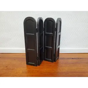 Dollhouse 4 Panel Screen Black Room Divider SHORT Use in 1:12 or 1/24 Scale Settings