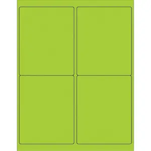 212 MAIN Rectangular Sticky Labels - 4x5 in. Fluorescent Green, Permanent Glue, Office Supplies, Ideal for Label Creation, Pack of 400