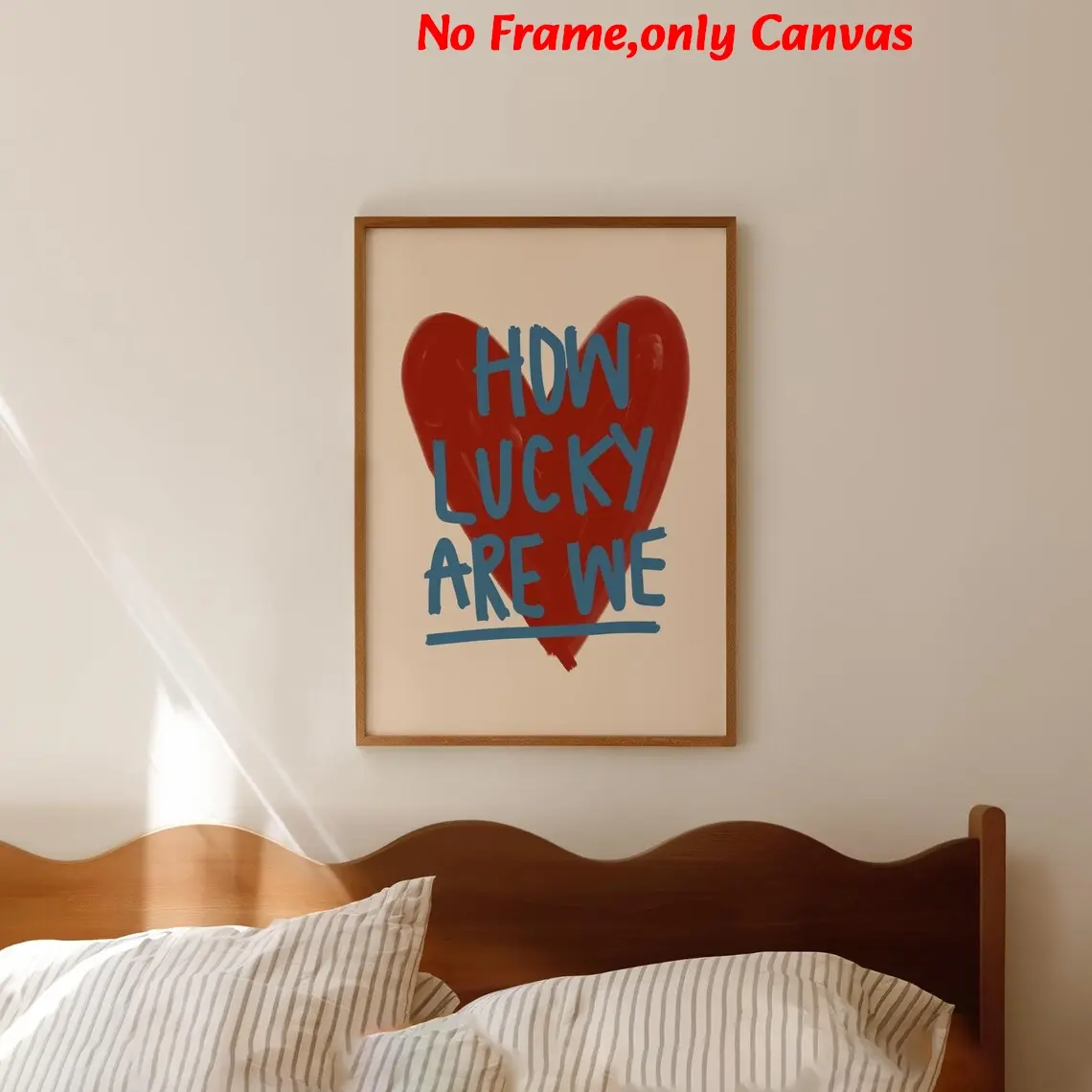 Heart Design Wall Art, Vintage Poster, How Lucky We Are, Printed Fashion Poster, Colorful Red Love Heart Cute Print, Bedroom Aesthetic, Living Room & Apartment Decor, Housewarming Gift, Frameless, Vintage Letters Print