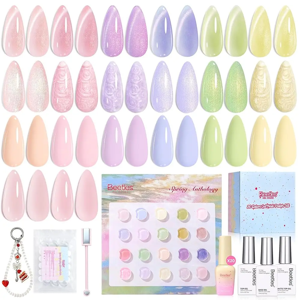 Beetles Summer Gel Polish Pastel Blue Pink Yellow Purple Color Polish Set Trendy Colors Salon DIY at Home Nails Gifts for Women Beetles Summer Gel Polish Pastel Blue Pink Yellow Purple Color Polish Set Trendy Colors Salon DIY at Home Nails Gifts for Women