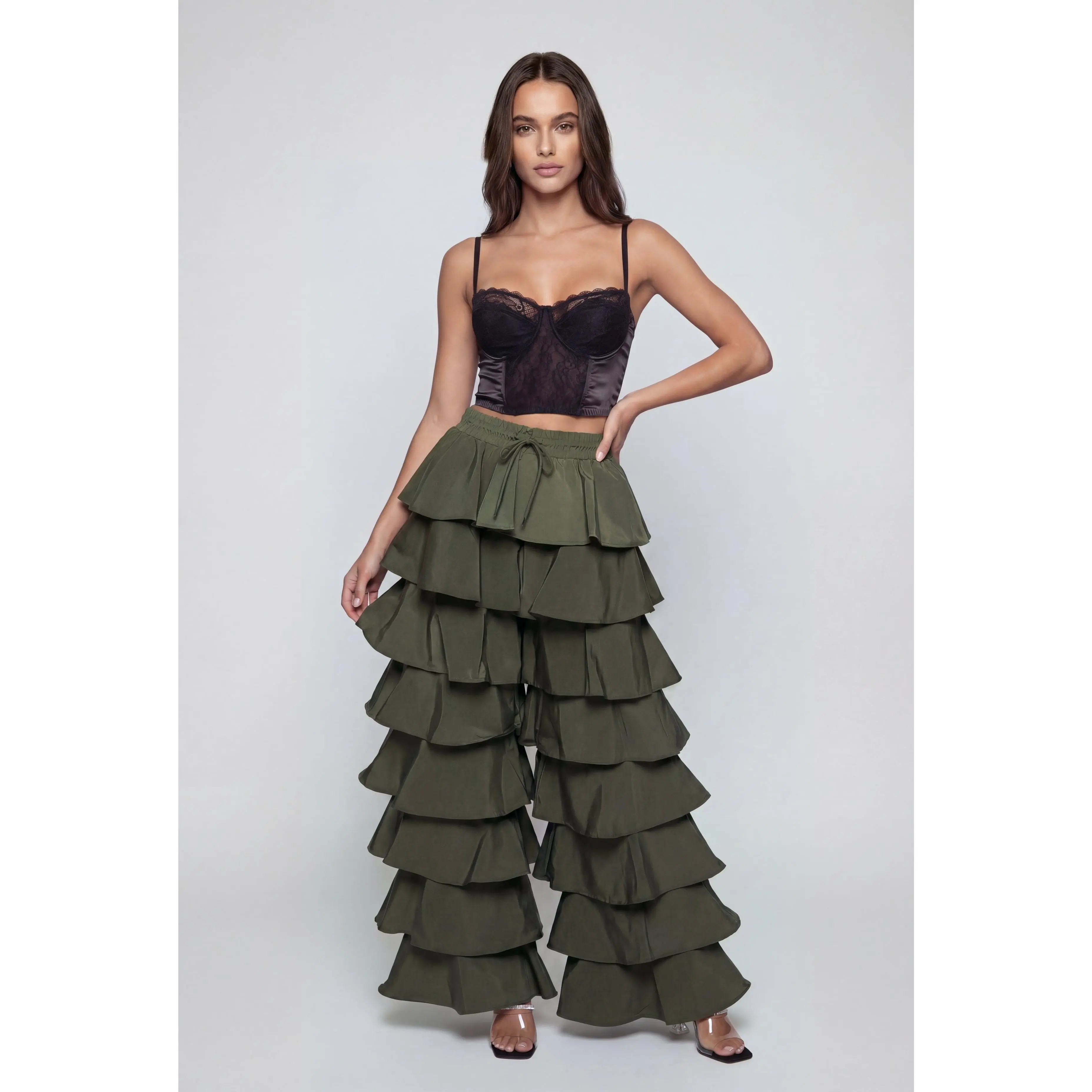 Lia Ruffle Tiered Wide-Leg Pants