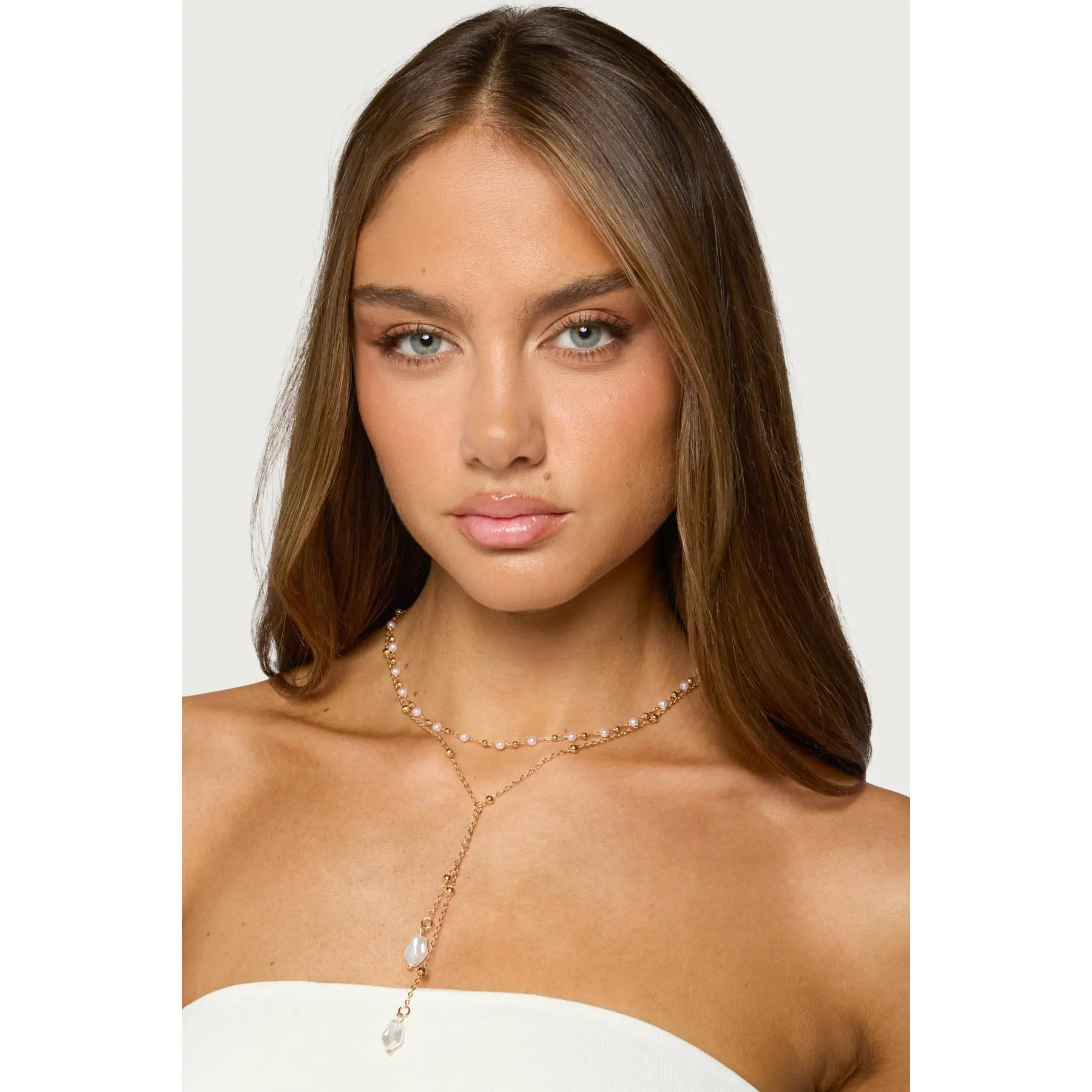 Faux Pearl Cascading Necklace Set
